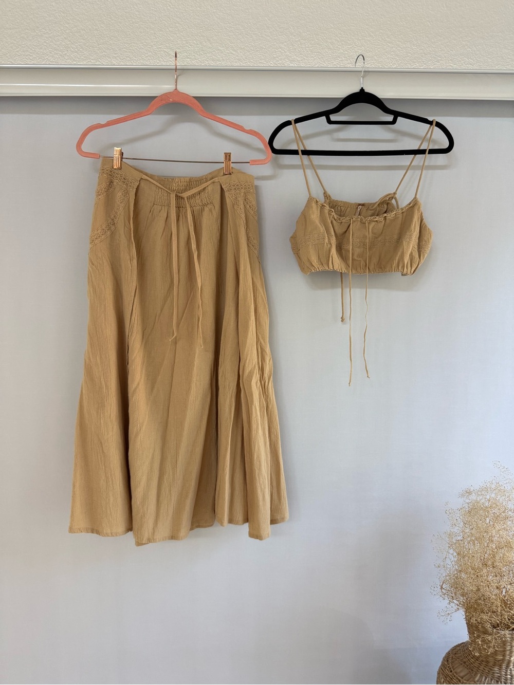 Tan Women's Midi Skirt - Lightweight Boho Style